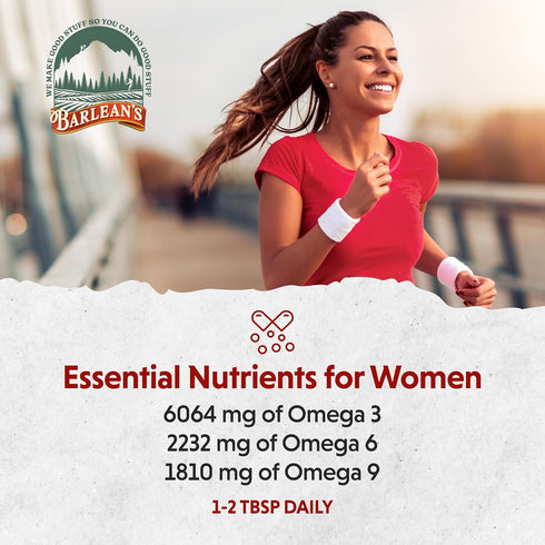 Barlean's Essential Woman Liquid Supplement for Women, Organic Flaxseed, Evening Primrose Oil & Soy Isoflavones, Omega 3 6 9 and GLA, Hormonal Bal...