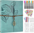 ZEEYUAN Scrapbooking Supplies Kits Leather Scrapbook Photo Album 8.5x11 inch Scrap Book 60 Pages, Leaf Pattern Photo Book Travelling Journal Scrap...