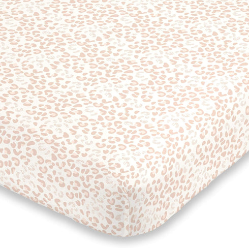 NoJo Neutral Cheetah Peach, Pink & Ivory Fitted Super Soft Crib Sheet, Pink, Peach, Ivory...