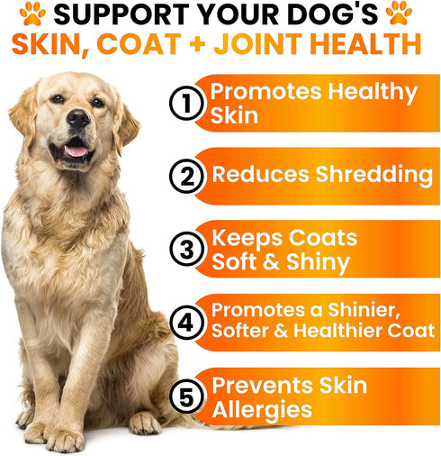 Omega 3 for Dogs - Fish Oil for Dogs Chews - Allergy and Dog Itch Relief - Dog Anti Shedding Supplement - Joint Health Treatment - Dog Skin and Co...