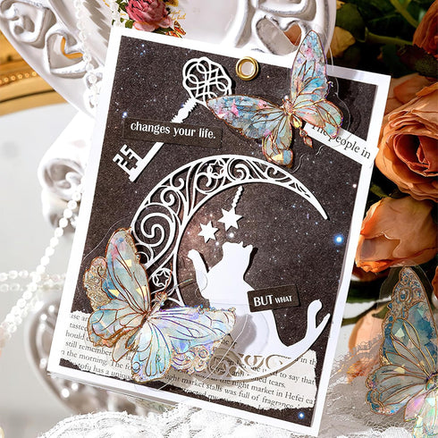 Boxkat 3D Butterfly Stickers Set 80 Pcs Ice Crystals Transparent Butterfly Waterproof Sticker Decals for Scrapbooking Supplies Phone Cases Journal...