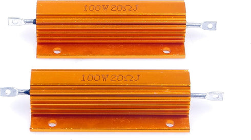 100 Watt 20 Ohm 5% Wirewound Resistor Electronic Aluminium Shell Resistors Gold (Pack of 2)...