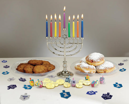 Rite Lite Hanukkah Silver Menorah - Modern & Polished Chanukah Menorah Jewish Holiday Party Favors Decorations Judaica Festival of Lights...