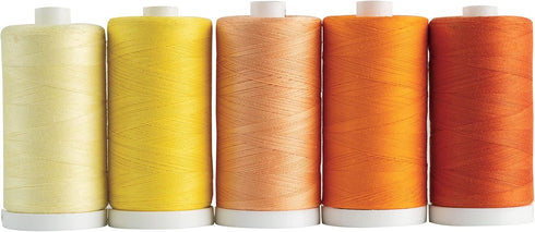 Connecting Threads 100% Cotton Thread Sets - 1200 Yard Spools (Set of 5 - Citrus Punch)...
