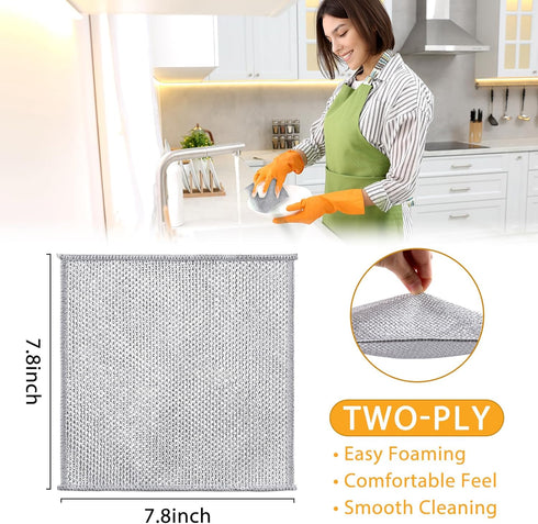 Multipurpose Wire Dishwashing Rags for Wet and Dry - Non-Scratch Wire Dishcloth - Wire Washing Miracle Cleaning Cloths with Kitchen Cookware, Dish...