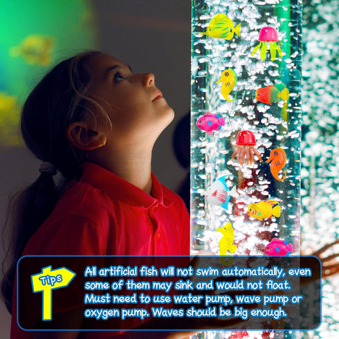 Weewooday 20 Pieces Artificial Moving Fishes Plastic Floating Fishes Lifelike Fish Ornament Aquarium Decorations for Fish Tank (Jellyfish and Seah...