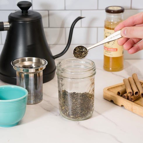 Loose Leaf Tea Spoon Measure | One Cup of Perfect Tea | Stainless Steel Scoop | Premium High Polish Finish...