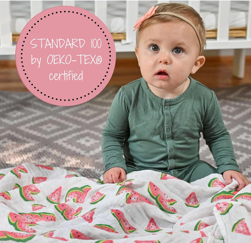 Swaddle Blanket | 100% Muslin Cotton | Newborn and Baby Nursery Essentials for Girls, Registry | Watermelon Fruit Print...