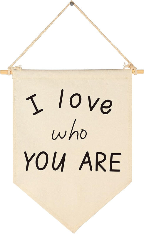 I Love Who You Are-Wedding Flag Gift-I Love You Wall Art - Home Decor -Valentine's Day Gift-Canvas Hanging Pennant Flag Banner Wall Sign Decor...
