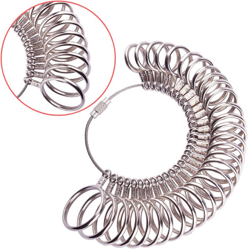 Ring Mandrel Sizer Finger Sizing Measuring Stick - Ring Sizer Guage 27 Pcs Metal Circle Models Jewelry Tool...