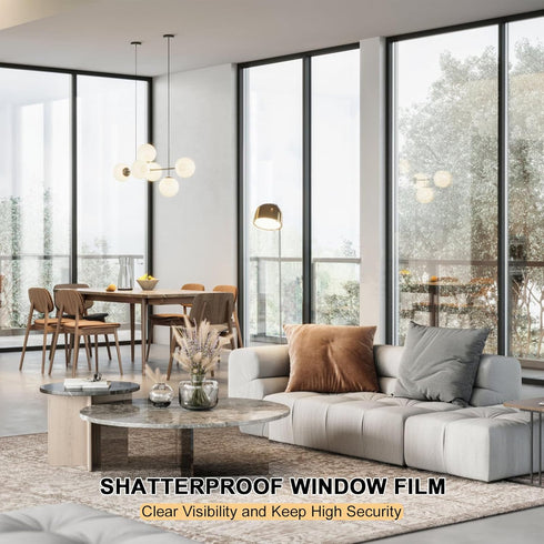 Window Security Film 17.3in X 9.84ft, Shackcom Tempered Glass Window Film Adhesive Anti-shatter for Home, Office and Car (Clear)...