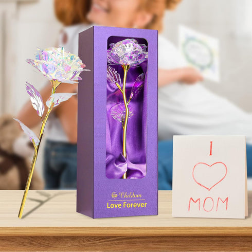 Childom Birthday Gifts for Women,Christmas Rose Gifts for Her Mom,Rainbow Rose Present for Her,Sweet Artificial Flower for Wife,Grandma,Women,Chri...