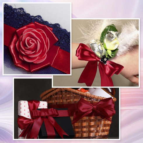 4 Rolls Satin Ribbon for Wedding Invitations 96 Yards 2 Inches Wide Polyester Satin Ribbon Solid Satin Ribbon for Wedding Christmas Handmade Bows ...