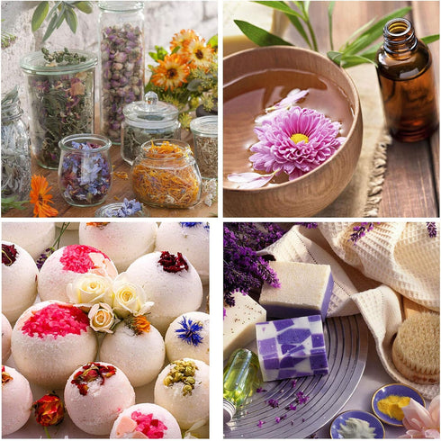15g/bag Dried Flowers,100% Natural Dried Flowers Herbs Kit for Soap Making, DIY Candle Making,Bath - Include Rose Petals,Lavender,Don't Forget Me,...