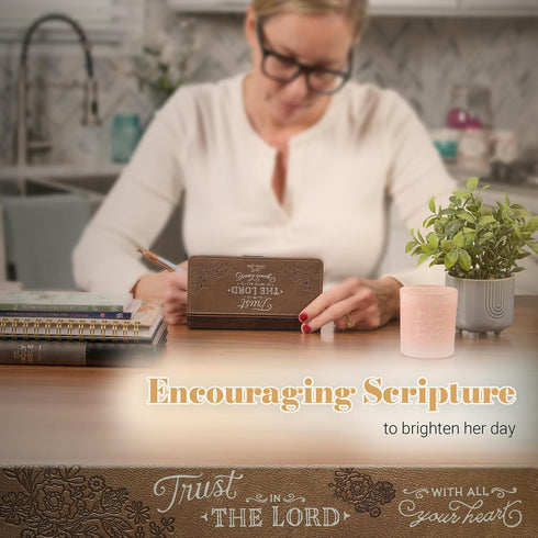 Christian Art Gifts Inspirational Vegan Leather Checkbook Cover for Women & Men: Trust in The Lord Encouraging Scripture, Money Holder Duplicate C...