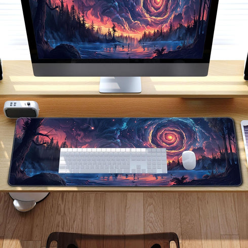 Moon Large Mouse Pad Night Sky Mousepad Forest Desk Mat, Big Full Keyboard and Mouse Pad Cool Desk Pad for Keyboard Mouse with Stitched Edges Anti...