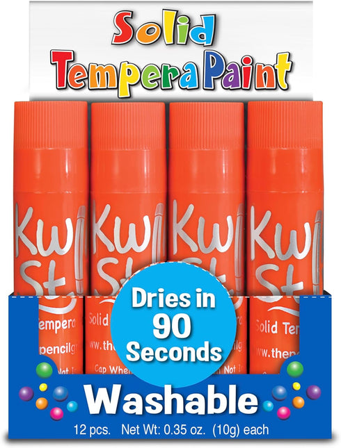 The Pencil Grip Orange Kwik Stix, 12 Orange Solid Tempera Paint Sticks, Quick Drying...