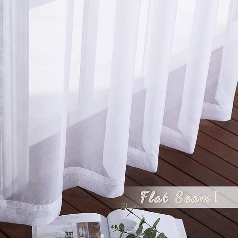 NICETOWN Sheer Curtains for Patio Door, Grommet Voile Texture Soft Lightweight Window Curtains and Drapes Elegant for Bedroom/Living Room/Sliding ...
