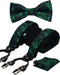 GUSLESON Adjustable Plaid Floral 6 Clips Y Shape Suspenders Pre-tied Bow Tie and Pocket Square Set with Gift Box...