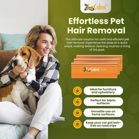 Pro Pet Hair Remover 4.33" - Easy Grip Pet Hair Removal Tool for Car, Hair Carpet Scraper - Animal Fur Remover, Fur Scraper for Carpet, Home Surfa...