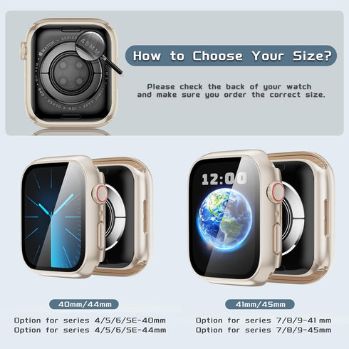 Compatible with Apple Watch Waterproof Case 40mm Series 6/5/4/SE with Tempered Glass Screen Protector, Full Coverage Bumper Cover for iWatch Case ...