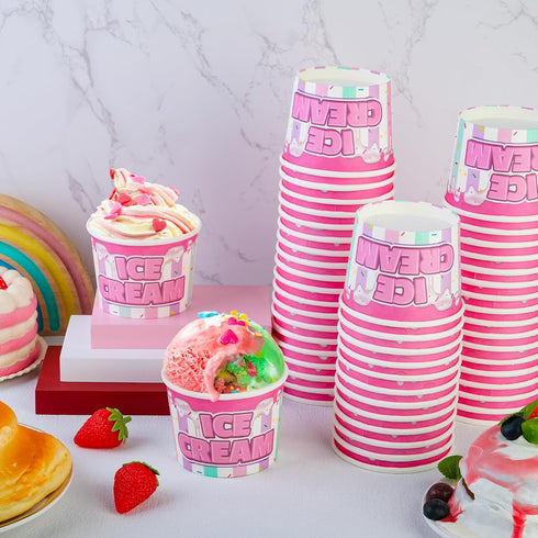 Augisteen 50 Count Paper Ice Cream Bowls Disposable Dessert Bowl Ice Cream Paper Cups Treat Paper Bowl for Hot or Cold Food Ice Cream Sundae Froze...