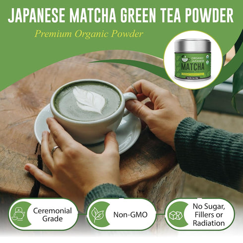 Kyoto Dew Matcha – Organic Premium Ceremonial Grade Japanese Matcha Green Tea Powder – No Fillers, Zero Sugar – USDA & JAS Certified, 30g (1oz) Ti...
