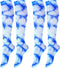 2 Pairs Sports Socks Unisex over the Calf Crew Socks Soft Cotton Soccer Socks Multisport Tube Socks for Youth Women (Blue,Tie Dye)...