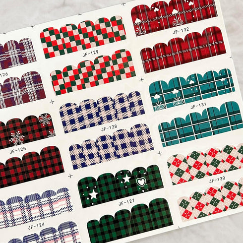 12 Pcs Christmas Nail Art Stickers Winter Cartoon Water Transfer Nail Decals Xmas Snowflake Nail Stickers Christmas Tree Grid Nail Art Design Deca...