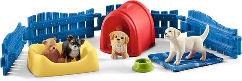 Schleich Farm World 13-Piece Puppy Pen Playset - Featuring 3 Cute Puppy Figurines and Accessories, Educational and Durable Toys, Fun and Imaginati...