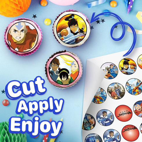 30 x Edible Cupcake Toppers Themed of cartoon anime Collection of Edible Cake Decorations | Uncut Edible on Wafer Sheet...