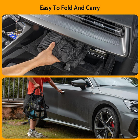 Car Ceiling Cargo Net with 3 Pockets,31.5"x21.6" Reduce Sagging Car Storage Mesh Organizer,Double Layer Roof Mesh Camping Overlanding Gear Must Ha...