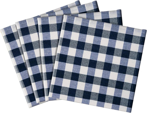 Buffalo Check Dinner Table Napkins, 4 Pack, Navy - 17" x 17" - Premium Quality Plaid Cloth Napkins are Durable, Wrinkle-Resistant, Stain Repellent...