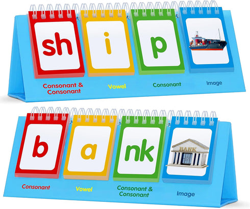 CVCC & CCVC Flip Charts, 40 Words Builder Phonic Games Freestanding Flip Chart Manipulative Spelling Toy Educational Learning Tool for Student Tea...