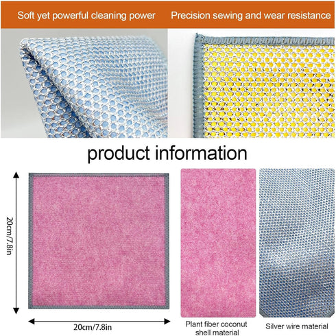 2024 New Multi-Purpose Wet and Dry Double-Layer Steel Wire Dishcloths, Multi-Purpose Steel Wire Dishcloths, Reusable, Suitable for Tableware, Stov...