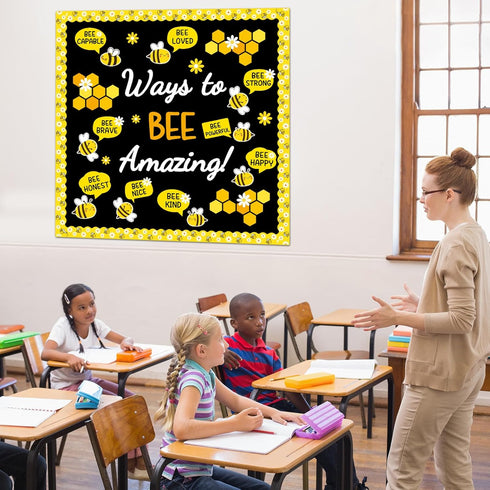 Ways to Bee Amazing Classroom Bulletin Board Decoration Inspirational Quotes Summer Bee Daisy Cutouts Bulletin Board Set for School Teacher Chalkb...