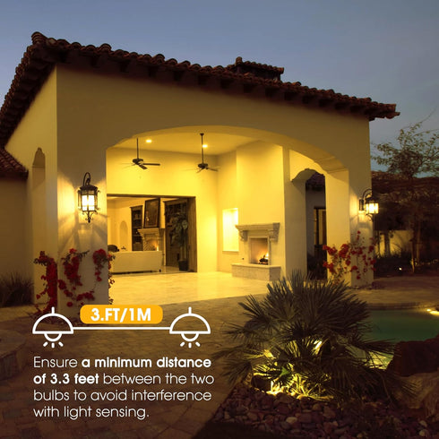 EvaStary Dusk to Dawn Yellow Bug Light Bulbs Outdoor, A19 LED Yellow Bulb for Porch Lights Outside, Auto On/Off 6W(40W Equivalent) 2000K Yellow Am...