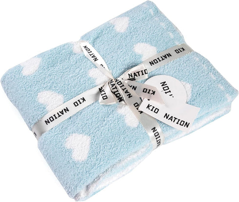 Kid Nation Super Soft Baby Blanket with Heart Blue 30 x 40 inch...
