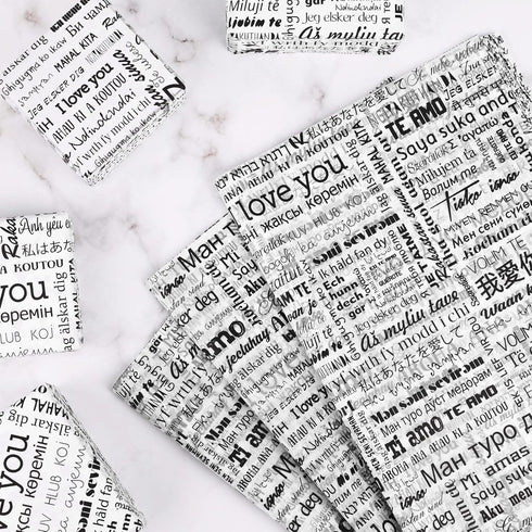 100Sheets 20 * 14 Inches I Love You Printed Tissue Paper for Gift Bags Different Languages of I Love You Romantic Words Tissue Paper for Gift Wrap...