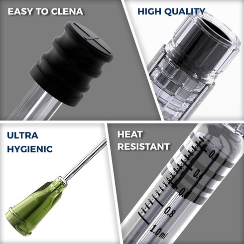 3 Pack Borosilicate Glass Luer Lock Syringe 1ml Capacity Reusable Glass Syringes - Use for Arts and Crafts, Thick Liquids, Oils, Vet, Glue, Lab, I...