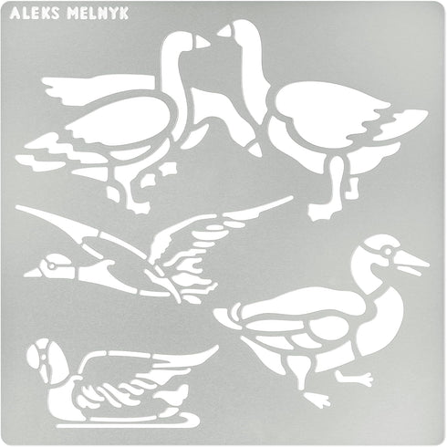 Aleks Melnyk No.477 Metal Stencil, Geese, Ducks, Poultry Farm, Birds, Animals, Canada Goose, Small Stencil, 1 PC, Template for Wood Burning, Engra...