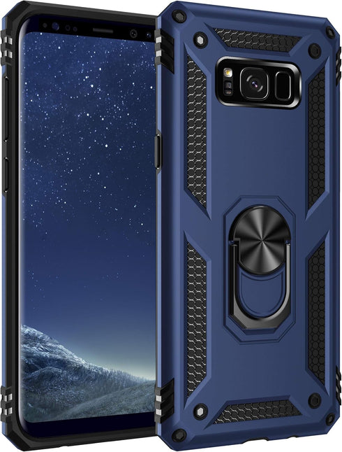Samsung Galaxy S8 Case with HD Screen Protectors (NOT fit S8 Plus), Androgate Military-Grade Metal Ring Holder Kickstand 15ft Drop Tested Shockpro...