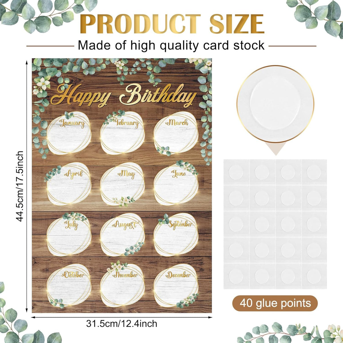 Spakon 2 Pcs Eucalyptus Happy Birthday Chart Birthday Poster for ...