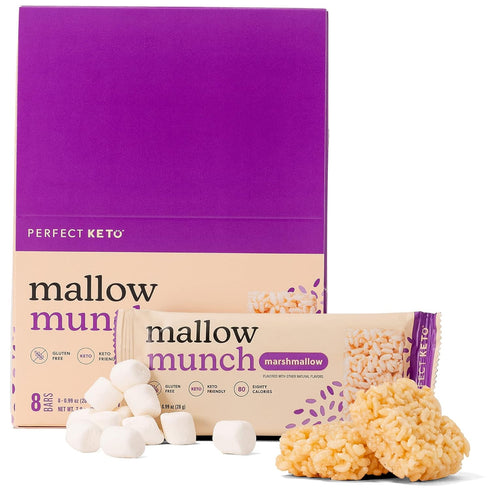 Perfect Keto Mallow Munch, Gluten Free, Cereal Bars, Breakfast Bar, Rice-Free, Low Sugar, Low Carb, Crispy, High Protein Snack, Healthy Snacks, 9g...