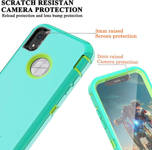 YmhxcY for iPhone XR Case Shockproof Dropproof Dust-Proof Drop Proof 3-Layer Durable Phone Case Heavy Duty Protection Phone Case Cover for Apple i...