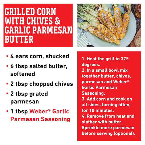 Weber Garlic Parmesan Seasoning, 4.3 Ounce Shaker (Pack of 6)...