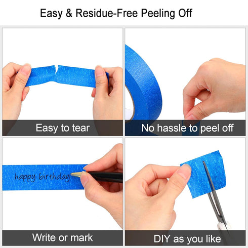Blue Painters Tape, 1Inch x 50 Yards 4 Rolls Residue Free Wall Painting Tape, Blue Masking Tape for Multi-Surface, Produce Sharp Lines, Masking Ta...