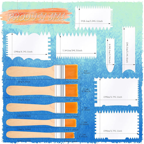 Potchen 30 Pcs Acrylic Pouring Swipe Painting Tools Supplies Acrylic Pouring Tools Supplies Brush Paint Scrapers 25 Pcs Paint Swipe Accessories an...