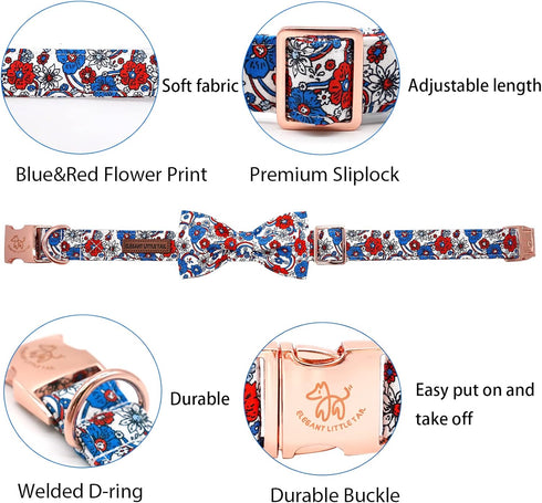 Elegant little tail Independence Day Dog Collar, 4th of July Patriotic Bowtie Dog Collars Holiday Pet Gift Adjustable Soft Puppy Collar for Large ...