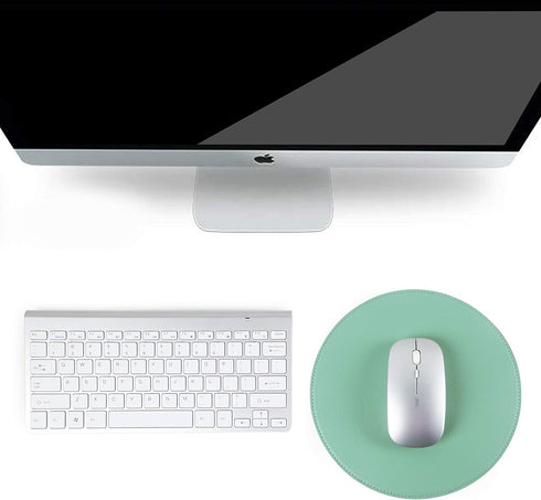 Round Mouse Pad,Non-Slip Mouse Mat with Premium Stitched Edge,Waterproof Thickened PVC Leather Mouse Pad for Office Work/Home/Decor-8.66"(Green,1 ...